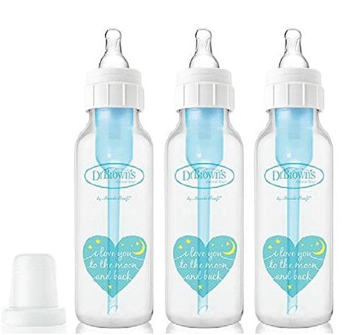 Love You to the Moon and Back 8 Oz 3 Pack Dr Brown's Baby Bottles 