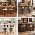 thumbnail image 6 of LEGAHOME Swivel Bar Stools Set of 2, 26” Upholstered Counter Height Bar Stools with Cane Rattan Back and Wood Legs, Mid-Century Modern Barstools for Kitchen Island, 300 lbs, Walnut + Light Green, 6 of 9
