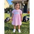 thumbnail image 6 of RUINIXCW Kids Toddler Baby Girl Halloween Dress Outfit Baby Little Girl Summer Fall Dress Ghost Embroidery Peter Pan Collar Short Sleeve Striped Dress, 6 of 9