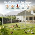 thumbnail image 3 of Ironovahome 10'x10' Large Outdoor Dog Kennel, Heavy Duty Dog Kennel with Water & UV-Resistant Proof, Galvanized Steel Metal Dog Enclosure with Dual Safety Lock, 3 of 10