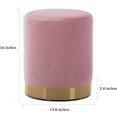 thumbnail image 2 of DAGONHIL Modern Round Pink Velvet Ottoman,Upholstered Floor Stools with Gold Plating Base,Accent Makeup Stool for Living Room,Bedroom and Kids Room,Pack of 1(Pink), 2 of 15