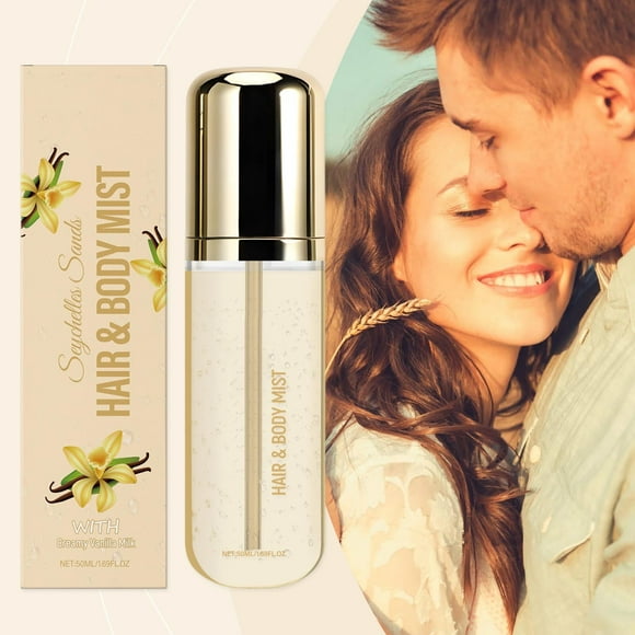 Creamy Musk Hair & Body Mist - Long-Lasting Warm Perfume, 50ml | Toasted Cookie Scent, Skin-Safe & Dermatologist-Tested | Portable for Day/Night Use, Sustainable Packaging