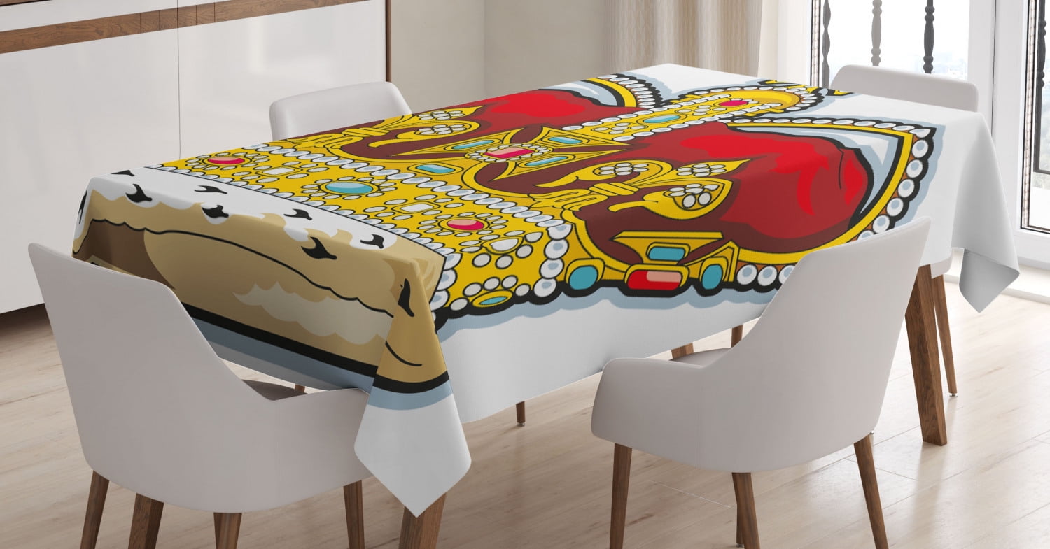 Heraldry Tablecloth, Medieval British Crown with Middle Age Embellish