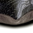 thumbnail image 2 of Decorative Black 12"x20" (30x50 cm) Lumbar Pillow Cover, Faux Leather/Jacquard Marble Design, Patchwork & Faux textured leather Oblong Pillow, Abstract Halloween Decorations - Portoro, 2 of 3