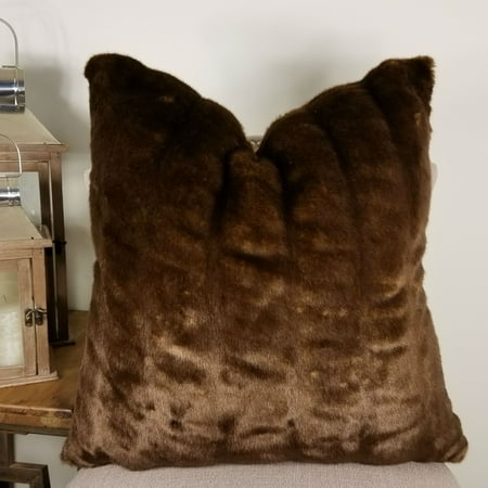 Genuine Chinchilla Fur - Thomas Collection Brown Tissavel Char-pei Chinchilla Faux Fur Pillow -17455