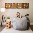 thumbnail image 5 of Big Joe Fuf 5Ft Oversized Foam Bean Bag Chair for Kids, Teens, Adults, Gray Plush, Soft Polyester, 5 foot Large Reading and Gaming Seat, 5 of 10