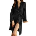 thumbnail image 2 of BONIXOOM Matching Christmas Pajamas Christmas Pajamas For Women Loungewear None Long Sleeve Solid Sleep Dress Black M, 2 of 4