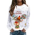 thumbnail image 1 of Fiaer Chandails de Noël pour Femmes Mignons et Amusants avec Motif de Cerf, Col Rond, Manches Longues, Grande Taille, Blanc m, 1 of 4