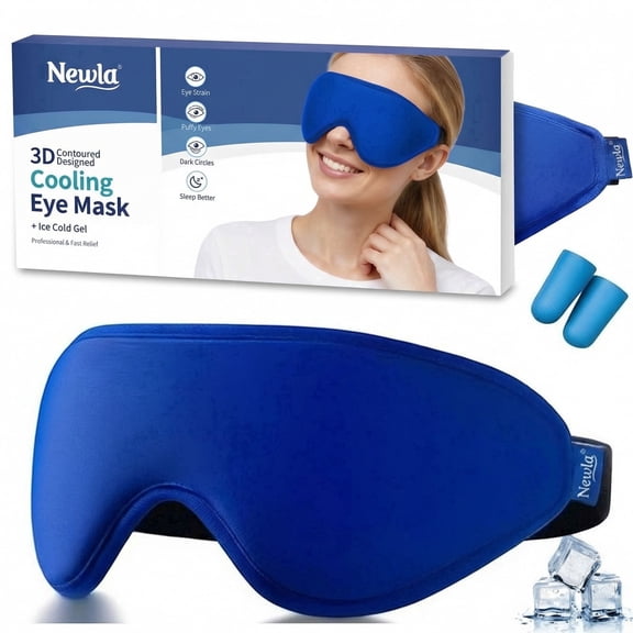 FACEMOON Gel Ice Eye Mask for Puffy Eyes, Cooling Cold Compress for Dark Circles, Sinus Pressure & Eye Strain, Reusable Contoured Therapy, Fits All Head Sizes