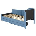 thumbnail image 5 of Twin Size L-Shaped Corduroy Daybed,Upholstered Bed Frame with  2 Storage Drawers,Blue, 5 of 9