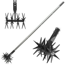 66in Rotary Cultivator Adjustable Stainless Steel Handle Manual Garden Tiller Tool for Loosening Soil Mixing Fertilize