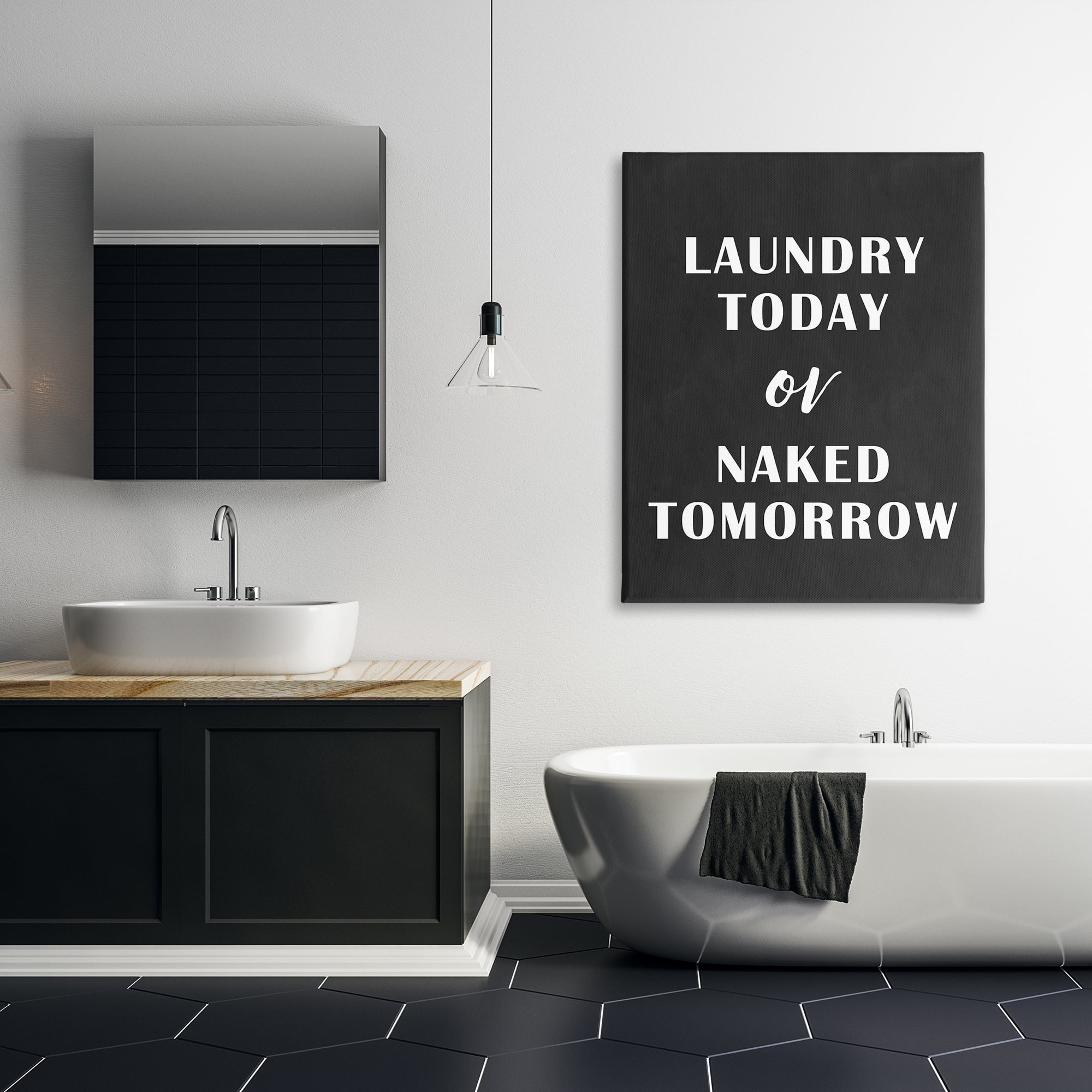 Stupell Industries Laundry Today Chalkboard Typography Painting Gallery Wrapped Canvas Art Print Wall Art, 36 x 48