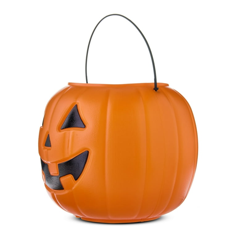 Plastic Jack-o'-Lantern Trick or Treat Pail, Orange, 8.5", Halloween by Way To Celebrate