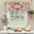 thumbnail image 3 of Bohemian Orange Blue Red Floral Window Valance Curtain Ethnic Style Rod Pocket Short Curtain for Living Room, Bedroom & Kitchen Window Decor 54x18in, 3 of 8