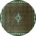 thumbnail image 1 of Ahgly Company Machine Washable Indoor Round Persian Turquoise Blue Traditional Area Rugs, 3' Round, 1 of 4