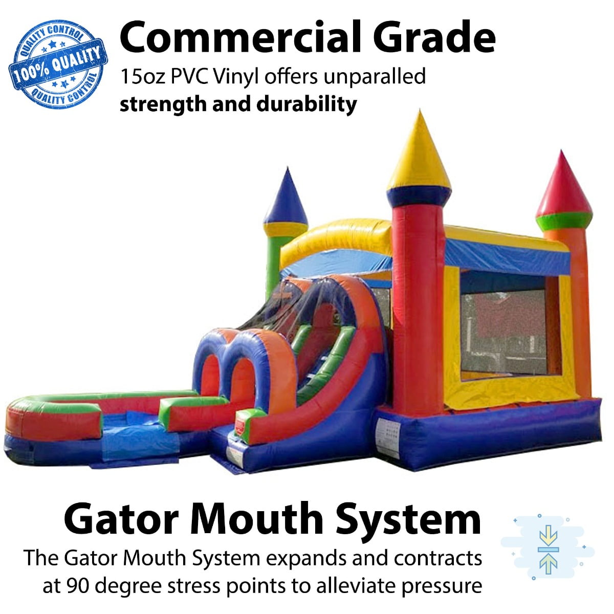 TentandTable Kids Inflatable Water Slide Bounce House Combo with Blower, Rainbow