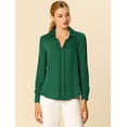thumbnail image 3 of Camisa de trabajo de manga larga con blusa elegante con cuello en V de oficina para mujer Verde S INSPIRE CHIC Camisa, 3 of 6