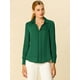 thumbnail image 3 of Camisa de trabajo de manga larga con blusa elegante con cuello en V de oficina para mujer Verde S INSPIRE CHIC Camisa, 3 of 6