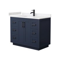 Wyndham Collection Miranda 42" Marble&Wood Single Bathroom Vanity in Blue/Black