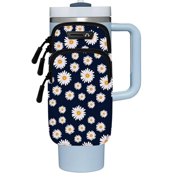 Water Bottle Pouch for Stanley Cup Quencher Adventure 40oz & Simple Modern 40oz Tumbler, Specially Designed for Fashionable Women with Phone Holder for Running(Dark Blue)