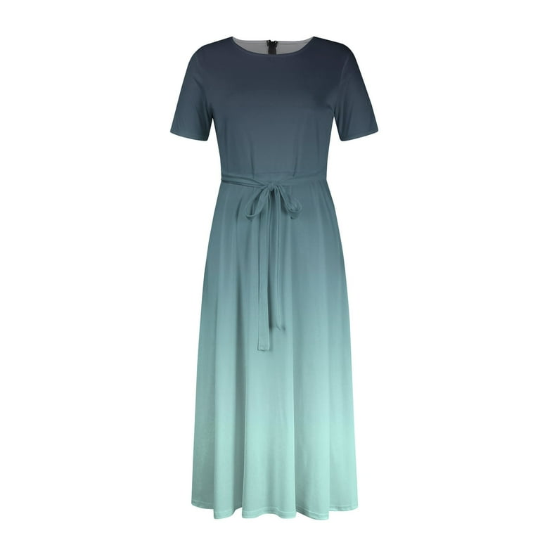 Jzuxvd Trendy Short Sleeve Maxi Dress Gradient Casual Plus Size Crewneck Long Dress Elegant Formal A Line Smocked Flowy Party Dress Cyan 4XL - Walmart.com Jzuxvd Trendy Short Sleeve Maxi Dress Gradient Casual Plus Size Crewneck Long Dress Elegant Formal A Line Smocked Flowy Party Dress Cyan 4XL - Walmart.com