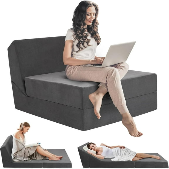 Folding Sofa Bed 3 in 1 Convertible Futon Sofa Bed Foldable Couch Foam Floor Couch Sleeper Chair for Office Living Room Apartment Guest