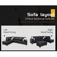 thumbnail image 4 of Faux Leather Right Facing Sectional Sofa With Ottoman, Living Room Storage Sectional Futon, Black, 4 of 5
