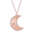 thumbnail image 1 of iJewelry2 Rose Gold Plated Sterling Silver Crescent Moon CZ Border Pendant with Small Center Star Necklace, 1 of 5