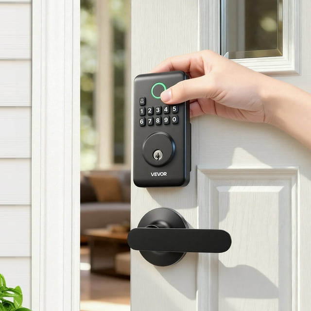 VEVOR Keyless Entry Door Lock with Handle Set, Electronic Keypad Deadbolt with Lever Handles, Pioneering Easy-Grip Design