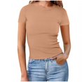 thumbnail image 2 of Womens Summer Tops Trendy Cropped Womens Short Sleeve Shirts Cute T Shirts Trendy Boho Plain Tees for Women Tops, 2 of 6