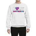 thumbnail image 2 of I Love My Boyfriend Tie Dye Pop Culture Unisex Crewneck Graphic Sweatshirt, White, Small, 2 of 3