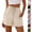 09# Khaki, variant on Bermuda Shorts for Women High Waisted Elastic Drawstring Shorts Casual Loose Cute Beach Vacation Wide Leg Pants White XL