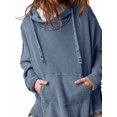 thumbnail image 3 of Sudadera con Capucha Extragrande para Mujer, Jersey con Mangas Murciélago y Cuello Redondo, Jersey con Diseño de Gofre Azul L, 3 of 9