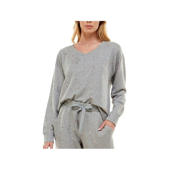 Roudelain Womens Foil-Star-Print Long Sleeve Pajama Top
