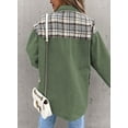 thumbnail image 5 of Women Jean Jacket Long Sleeve Button Down Plaid Oversized Denim Shacket Jackets Boyfriend Plaid Blouse Shacket Top with Chest Pocket, 5 of 7