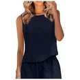 thumbnail image 2 of Womens Tank Tops, Womens Tank Top, Womens Solid Cotton and Linen Round Neck Tank Top, 2 of 6