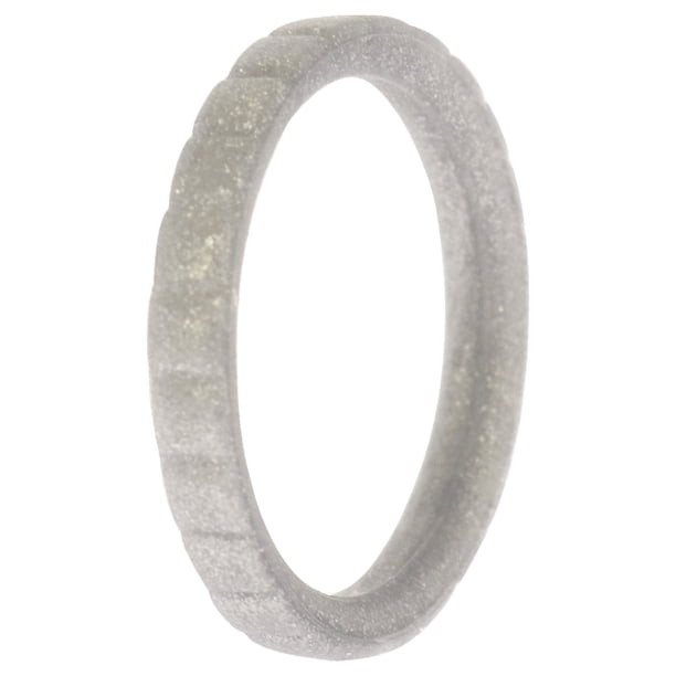Anillo único de silicona con líneas apilables para boda - Plata de ROQ para mujer - Anillo de 5 mm