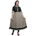 thumbnail image 1 of Bimba Grey Diamond & Triangle Geometric Long A Line Anarkali Dress For Women Classic Printed Indian Kurtis Tunic-Medium, 1 of 5