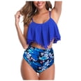 thumbnail image 1 of MKLEKYY Traje De Baño Mujer Natacion Women Two Piece High Waisted Bikini Set Ruffle Swimsuit Flounce Trim Bathing Suit, 1 of 3
