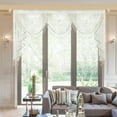 thumbnail image 2 of VOGOL White Beaded Jacquard Waterfall Valance Curtain, Rod Pocket Design, 43x79 Inches, Classic Living Room Decor, 2 of 7