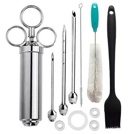 

Stainless Steel Meat Injector Syringe with 3 Marinade Injector Needles for BBQ Grill Smoker 2-oz Large Capacity
