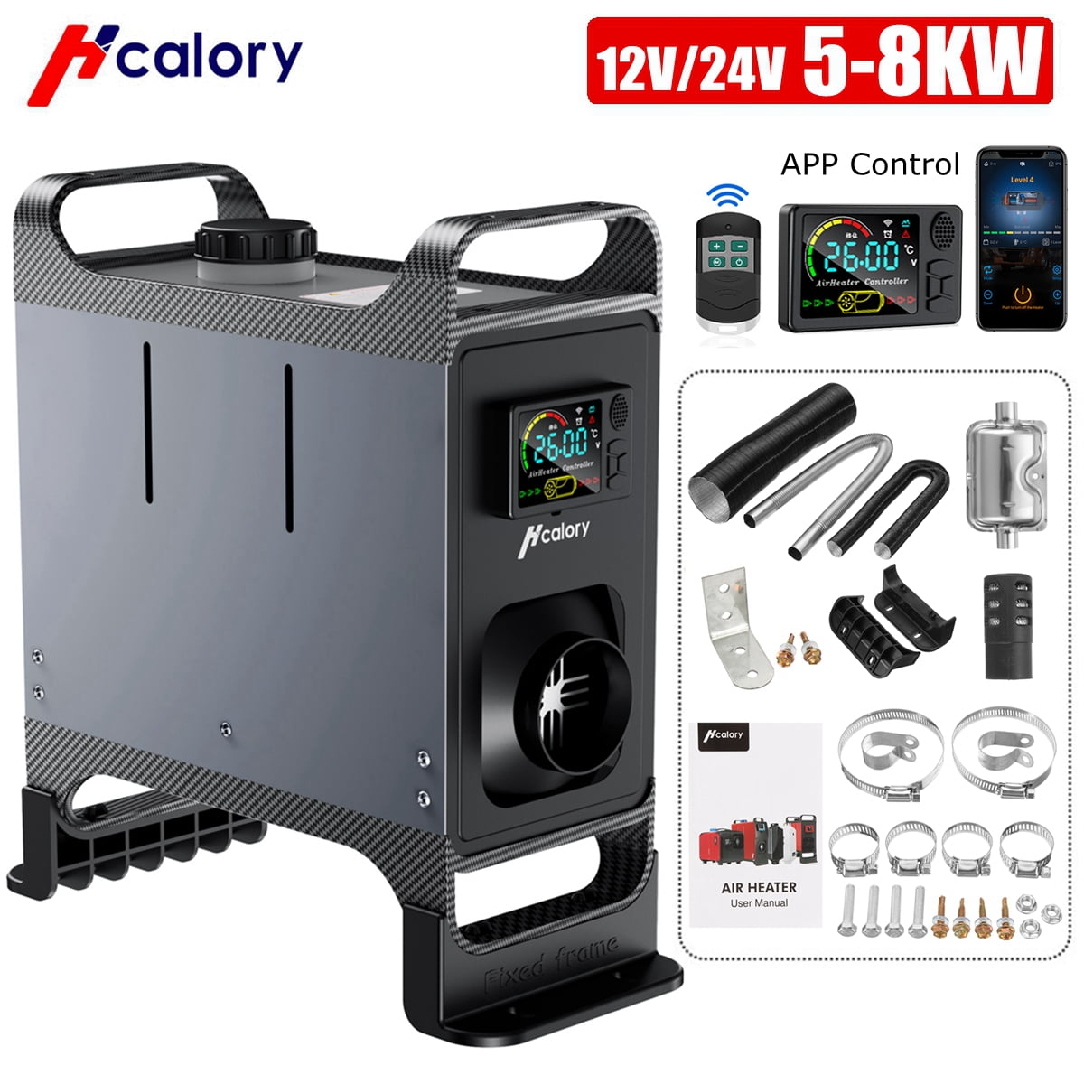 Hcalory 12V 24V 58KW New Diesel Air Heater AllinOne with APP Remote