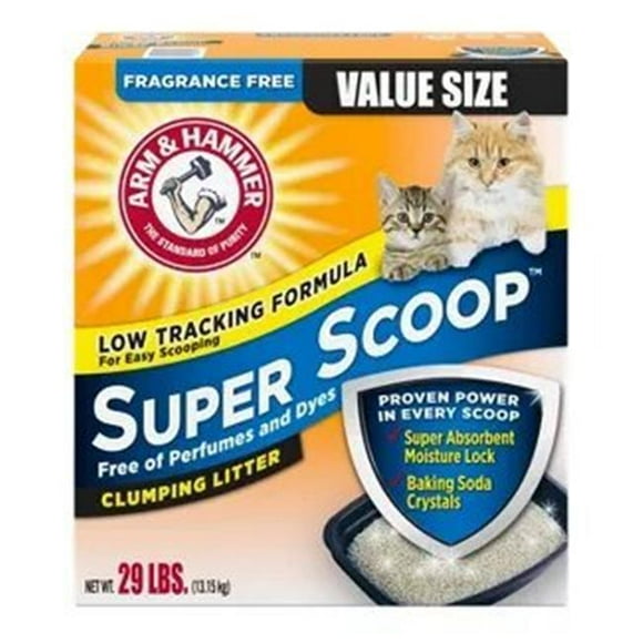 Arm & Hammer 718035 29 lbs Fragrance Free Super Scoop Clumping Litter