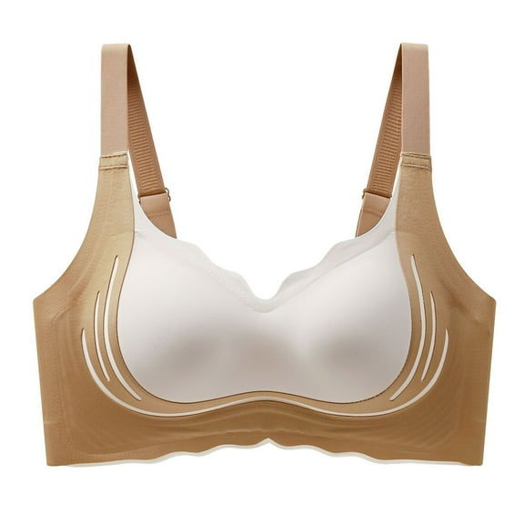 Fashion SMihono Caralush Bra-Lushfitting Powerful Push-Up Full Coverage Everyday Bra Comfort Adjustable Bras for Older Women Khaki 42