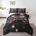 thumbnail image 2 of Gaming Full Bedding Set Gamer Comforter,Game Contoller Bedding Set Men Video Game Bed Set,Glowing Gamepad Duvet Set,Light Pink Plaid Square Bedding Reversible, 2 of 7