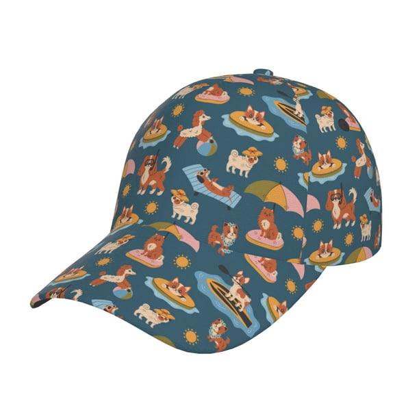 Fotbe Beach Dog Gorro Clásico de Béisbol, Gorra Ajustable con Broche Snapback, Gorro de Exterior de Algodón Suave