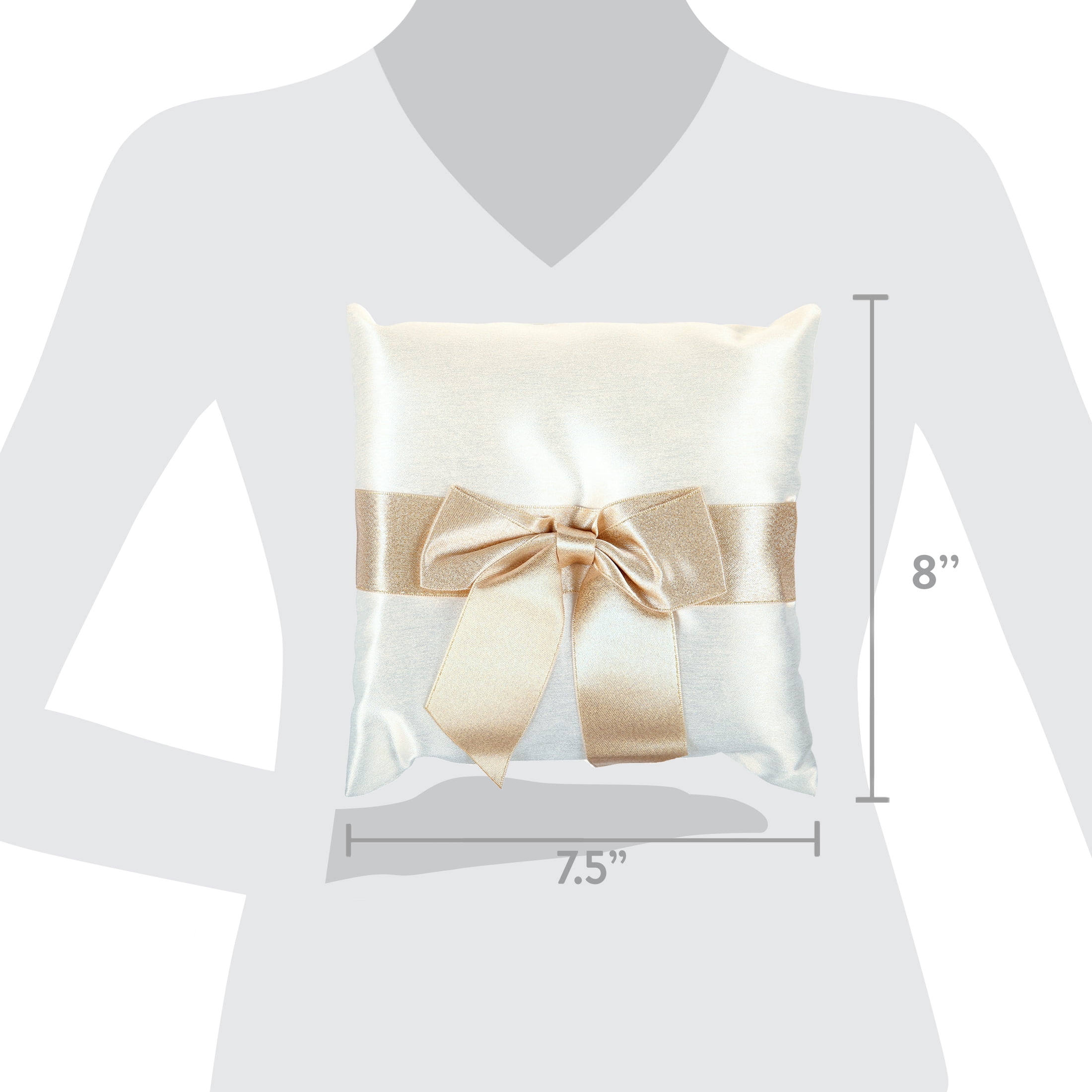 WAY TO CELEBRATE! Gold Shimmer Bow Ring Bearer Pillow 13 x 13 inch 1 Count per Pack for Wedding