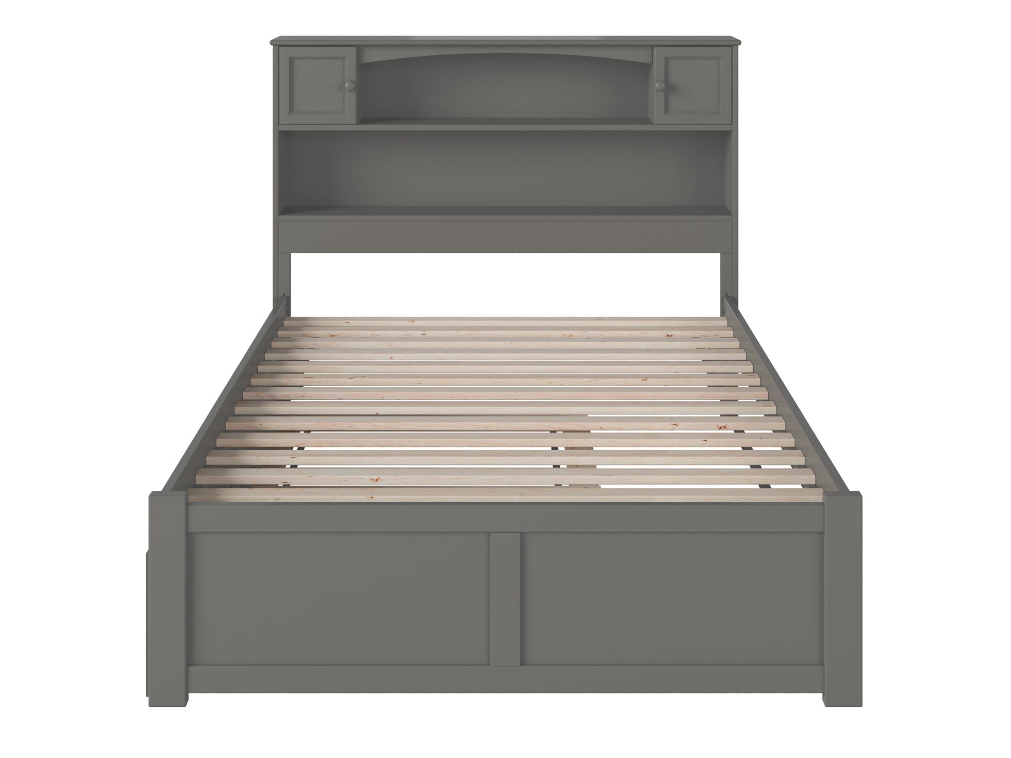 AFI Newport Full Solid Wood Platform Bed with Footboard & Twin Trundle in Grey