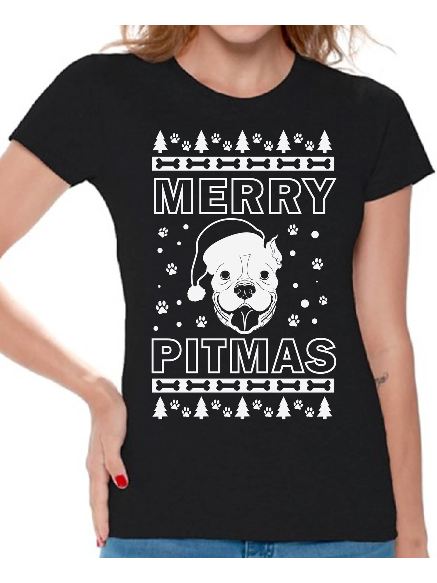 Merry Pitmas Shirt Christmas Tshirts for Men Pitbull Lover Christmas Gift