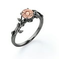 thumbnail image 3 of JeenMata 0.50 Carat Round Peach Pink Created Morganite Solitaire Engagement Ring - Nature Inspired Ring - Bohemian Ring - 18k Black Gold over Silver, 3 of 6